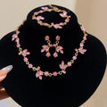 Runaway Princess Super Fairy Pink Crystal Berry Branch Flower Jewelry Set Imperial Breeze Wedding Necklace Light Luxury Niche Necklace