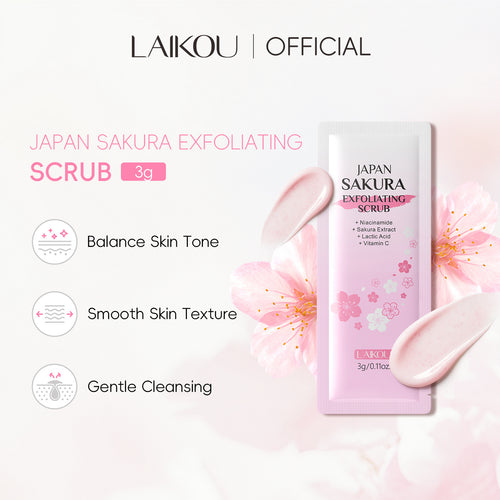 LAIKOU莱蔻樱花磨砂膏3g清洁角质外贸护肤旅行Exfoliating Scrub