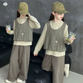 Girls' Knit Vest, Base Layer & Pants - 3-Piece Cotton Set