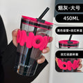 玻璃杯高颜值ins风礼品广告水杯吸管杯印制logo水杯伴手礼竹节杯
