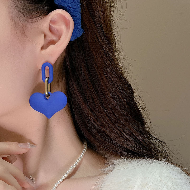 Klein Blue Flower Heart Geometric Earrings - view 4