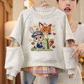 Girls' Faux Layered Plaid Print Hoodie