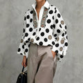 Fall French Fashion Long Sleeve Polka Dot Printed Loose Shirt