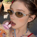 New Small-Frame Sunglasses UV-Proof Western 2026 New Fashionable Old Money Style Influencer Narrow Frame Oval Round Sunglasses