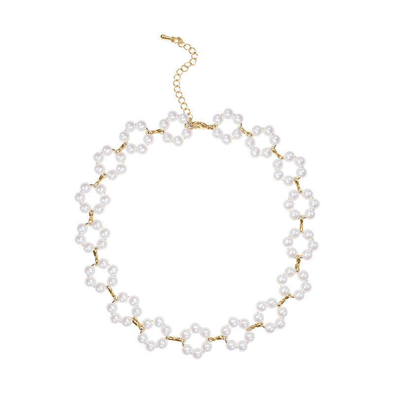 French Zircon Teardrop Pearl Necklace - view 5