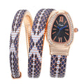 2025 New Cross-Border Bestseller Snake Bangle Rhinestone Snake Shape Dial Women Quartz Watch Personality Watch Wholesale
