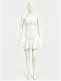 Mesh Tie-Front Short Skirt + Skirt + Top 2-Piece Set