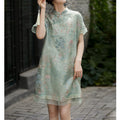 New Chinese Style Silk Cheongsam Dress with Heavy Embroidery
