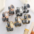 2025 New Color Split Punk Black Women Quartz Watch Cross-Border Snake Head Watch Gold Tone Color Snake Shape Watch
