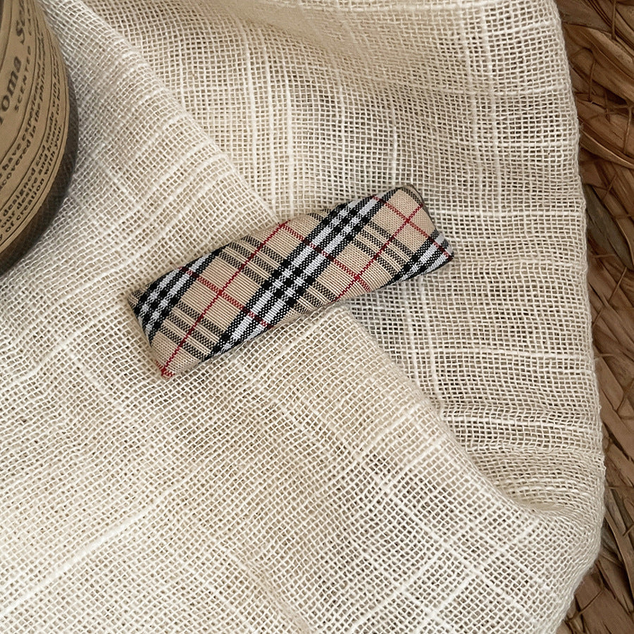 Korean Khaki Plaid Hair Clip - view 6