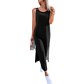 Solid Color Sleeveless Dress - Lace Back Detail Summer Dress Women