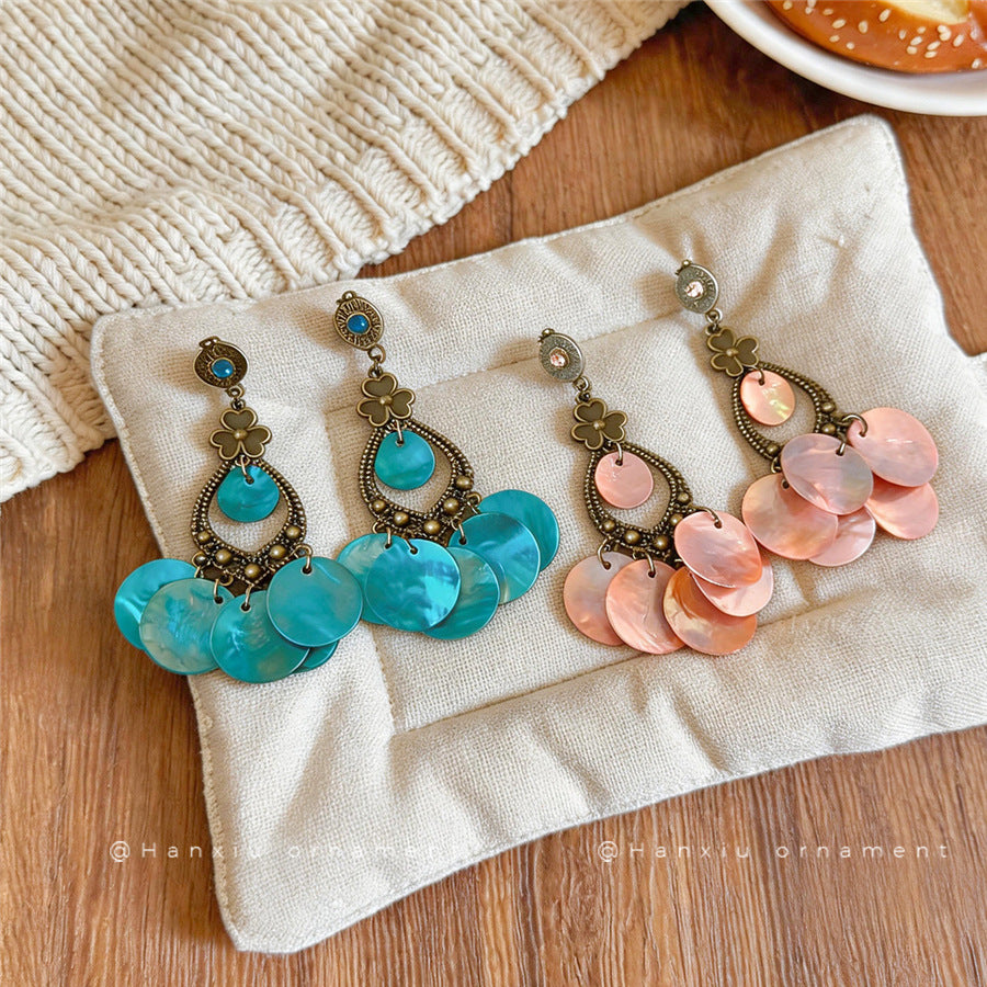 Bohemian Rhinestone Round Drop Earrings - view 2
