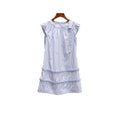Blue Flutter Sleeve Embroidered Bow Dress, High-End Summer New