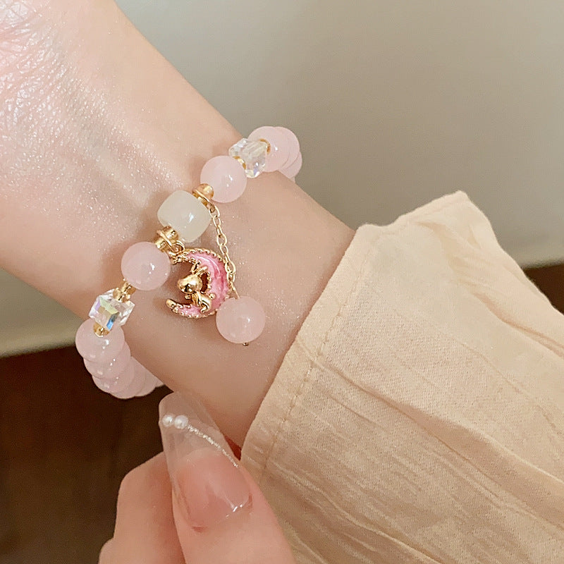 Handmade Strawberry Quartz Beaded Bracelet - view 4