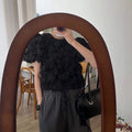 Summer Korean Youthful Puff Sleeve Cropped Shirt