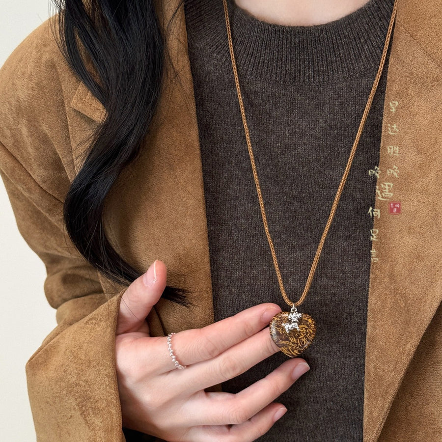 Handwoven Heart and Star Pendant Necklace - view 3