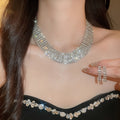 -er Race Full Diamond Multi-Layer Geometric Jewelry Set Banquet Luxury Ambient Feel Necklace Light Luxury Niche Necklace Women