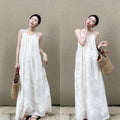 New Chinese Style 3D Embroidered Ramie Flowing Camisole Dress