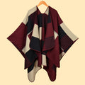 Women's Fall-Winter Ethnic Versatile Slit Plaid Shawl + Cape 2026 - Red