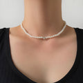 Export Overseas New Personality Simple Short Pearl Heart Choker Fashionable Retro Clavicle Chain Necklace N6305