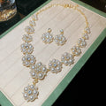 Galaxy Flower Bloom Imperial Breeze Rhinestone Flower Pearl Jewelry Set Wedding Bride Choker Retro Luxury Necklace