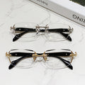 Beveled Rimless Presbyopia Glasses Fashionable Overseas Anti-Blue Metal HD Elderly Older Adults One Single Vision Reading Glasses
