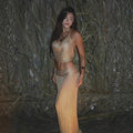 New Wholesale Tube Top Hollow-Out Backless Crop Top + High Waist Skirt Set