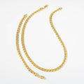 Italy Craft Woven Snake Chain Men Solid Heart Versatile Gold Plated Clavicle Chain Trendsetter Style of Bracelet Set