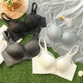 375#夏季透气性感缎面调整型内衣女小胸聚拢无钢圈收副乳文胸套装