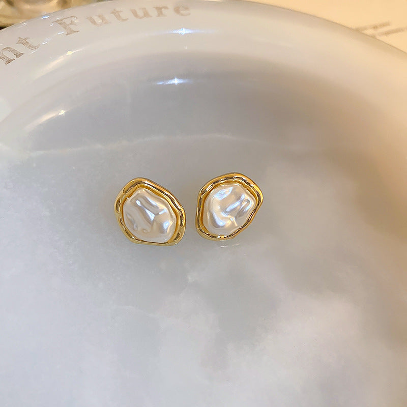 French Vintage Geometric Pearl Drop Earrings - view 11