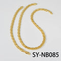 Western Fashionable Bead Gem Jewelry Coin Band Shape Spliced Chain Unisex Hip-hop Necklace Bracelet Set
