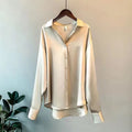 Spring-Summer Retro Versatile Satin Long Sleeve Drapey Shirt