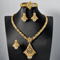 Dubai Bead Gem Coated 18k Gold Leaves Necklace Imitation Pearl Pendant 4-Piece Set Saudi Wedding Premium Jewelry