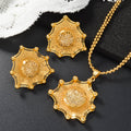 Southeast Asia Sand Gold Overseas Cutout Flower Necklace Stud Necklace Set Gold Plated Flower Set Wedding Bride Jewelry Wholesale