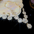 Galaxy Flower Bloom Imperial Breeze Rhinestone Flower Pearl Jewelry Set Wedding Bride Choker Retro Luxury Necklace