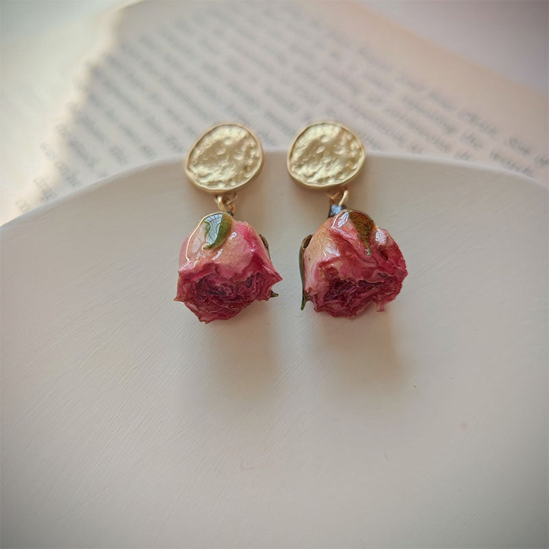 Preserved Flower Rose Drop Earrings - view 6