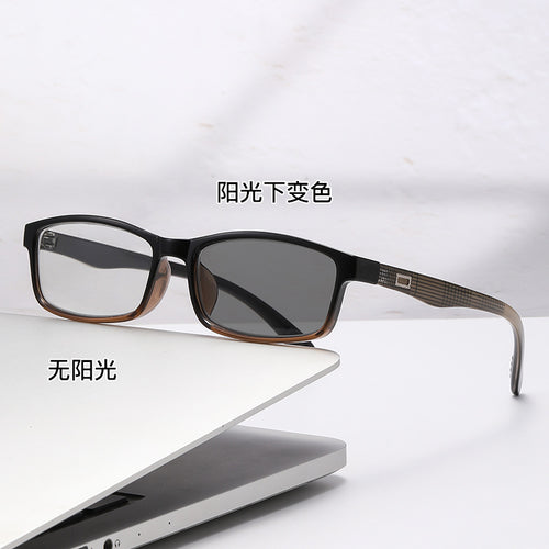 Presbyopia Glasses Light Feel Photochromic Distance-Near Dual Overseas Western Fashionable Ultra-Light Trendy Square Frame Progressive Reading