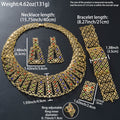 Overseas Dubai Gold 18K Statement Geometric Cutout Mini Set Colorful Crystal Necklace Bracelet Set Earrings Ring Middle East Set Women