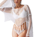 Crochet Hollow Knit Pullover - Fringe Short Cardigan Loose Fit Layering Top