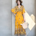 Women's Summer Chinese French Short Sleeve V-Neck Printed Dress + Skirt 2026 - 1-1#