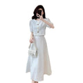 Women's Summer New Chinese Retro Puff Sleeve Qipao Dress + Dress + Skirt Set 2026 - White