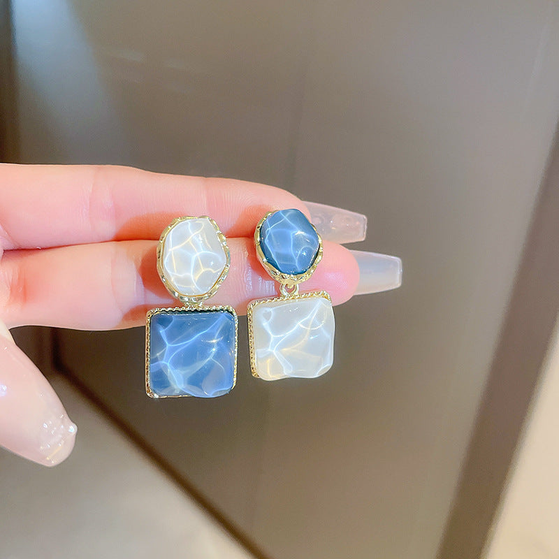 Blue Enamel C-Shaped Stud Earrings - view 12