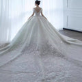 Custom Princess Wedding Gown - Off-Shoulder Pearlescent Train Bridal Dress