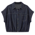 Summer Korean Versatile Short Sleeve Drawstring Lightweight Cropped Shirt + Jacket