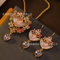 Cyan Island Accessory Height Stock Fresh Sweet Heart Angel Stud Heavy-Duty Fashionable Design Detail Necklace Jewelry Set
