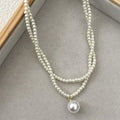 Korean Style Simple Design Detail Accessory French Retro Pearl Pendant Double-Layer Choker Light Luxury Elegant Niche Necklace