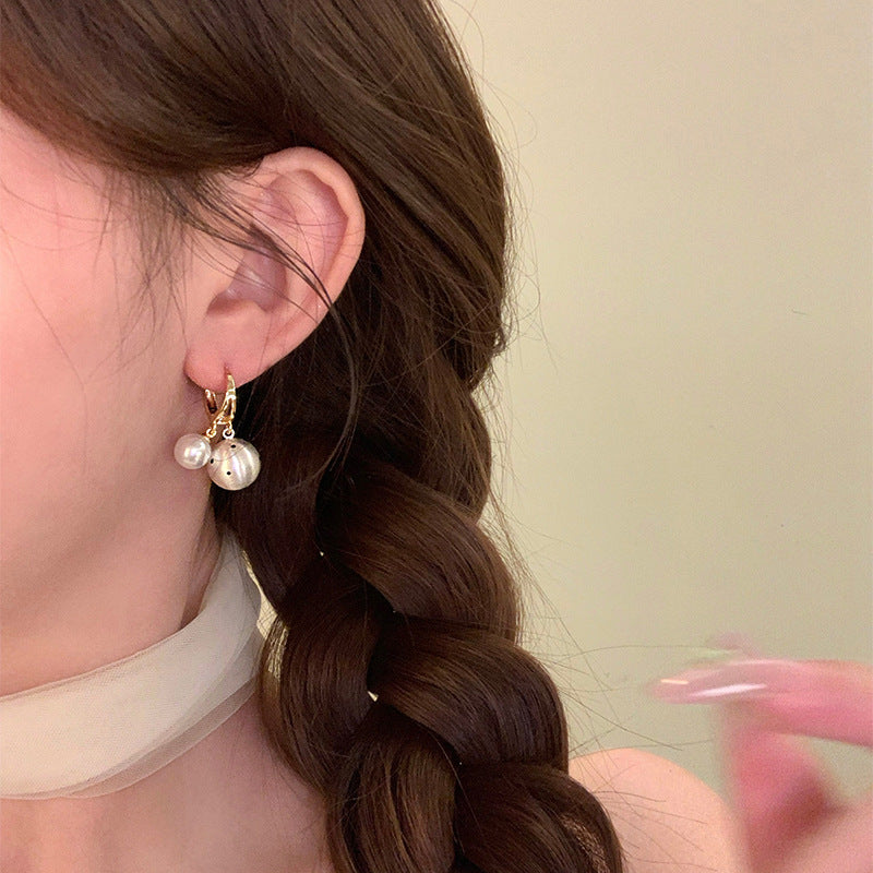 18K Gold-Plated Brushed Metal Polka Dot Hoop Earrings - view 4
