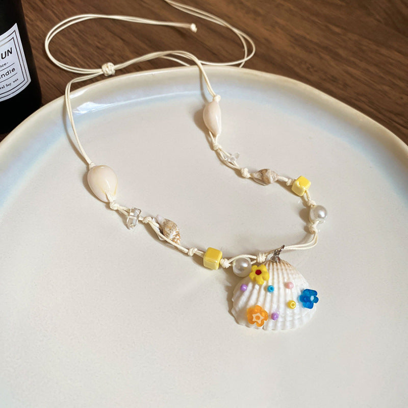 Dopamine Colorful Glass Bead Flower Necklace - view 8