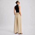 Summer Casual Fashion Tie-Front Lace Trim Loose Wide Leg Pants