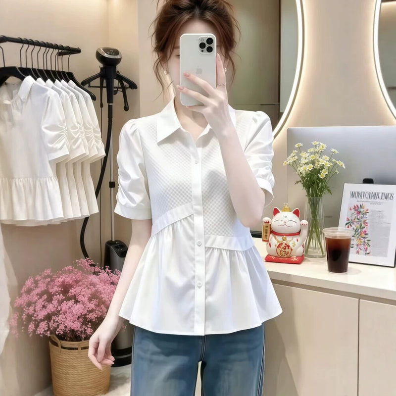 Summer Youthful Slimming Plus Size Short Sleeve Loose Shirt
